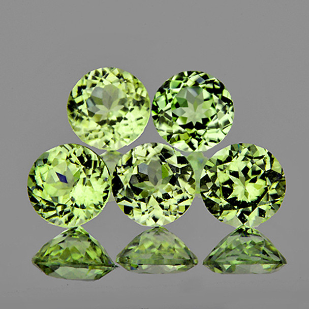 4.00 mm Round 5 Pieces AAA Luster Natural Golden Green Diaspore [Flawless-VVS]