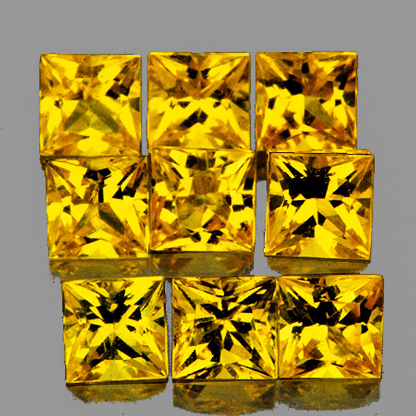 2.60 mm Square Machine Cut 9 pcs AAA Fire Natural Ceylon Intense Yellow Sapphire [IF-VVS]-AAA Grade