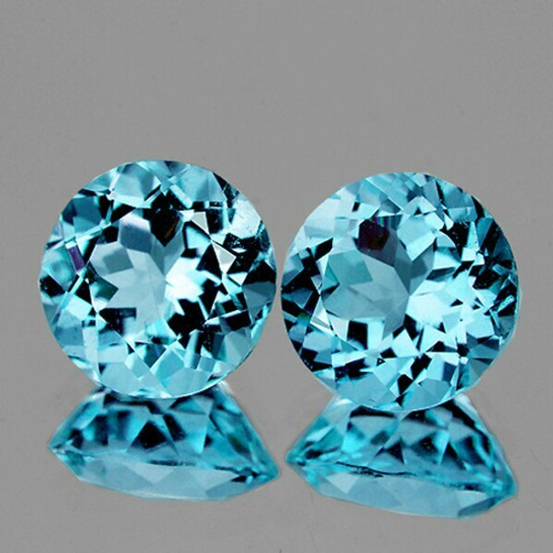 7.00 mm Round 2 pieces Fire Luster Natural Sparkling Sky Blue Topaz [Flawless-VVS]