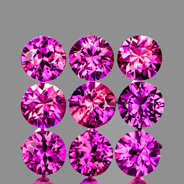 2.70 mm Round 9 Pcs Superb Luster Natural Magenta Purple Sapphire [Flawless-VVS] {Unheated AAA Grade}