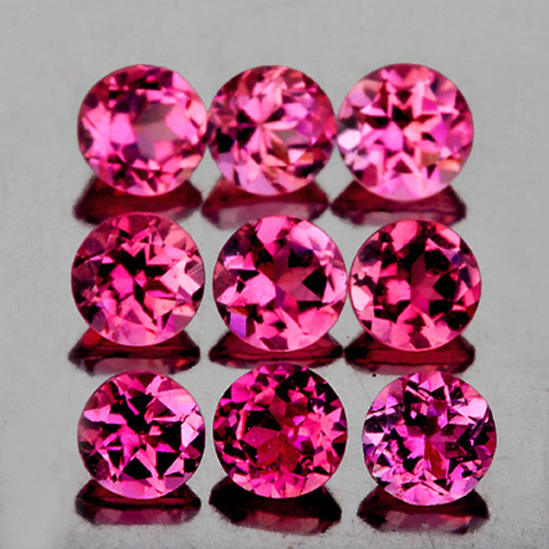 3.00 mm Round 9 pcs AAA Fire Luster Natural Intense Pink Tourmaline [Flawless-VVS]---Top Grade