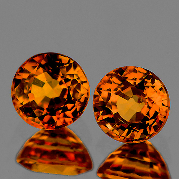 5.40 mm Round 2pcs AAA Fire Luster Natural Golden Orange Zircon [Flawless-VVS]