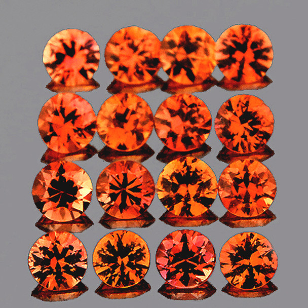 1.40 mm 60 pcs Round Extreme Brilliancy Natural Orange Sapphire [Flawless-VVS]