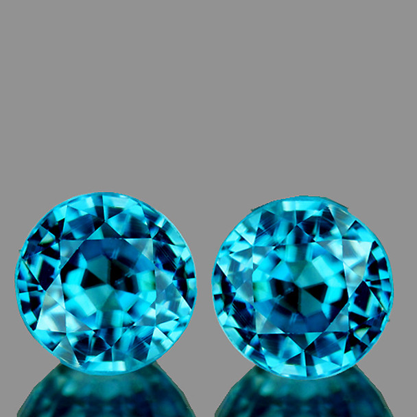 4.60 mm Round 2 pieces AAA Fire Luster Natural Top AAA Blue Zircon [Flawless-VVS]