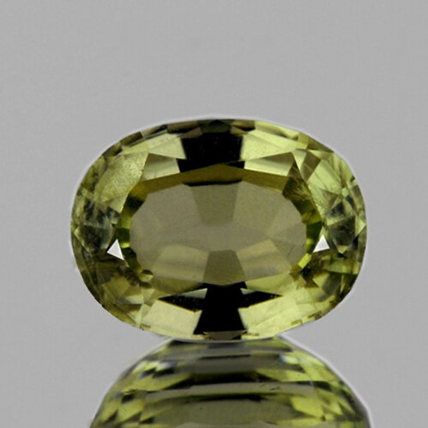 7.5x5.5 mm OVAL 1.32cts NATURAL GOLDEN GREEN TOURMALINE [FLAWLESS-VVS]