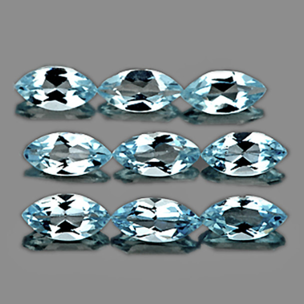 6x3 mm Marquise 9 pieces AAA Fire Luster Natural Light Blue Aquamarine [Flawless-VVS]