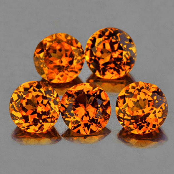 3.50 mm Round 5 pieces Sparkling Luster Natural Mandarin Orange Spessartite Garnet [VVS]