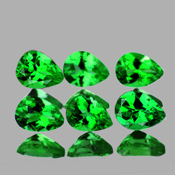 4.5x3 mm Pear 6 pieces AAA Fire Natural Intense Chrome Green Tsavorite Garnet [Flawless-VVS]