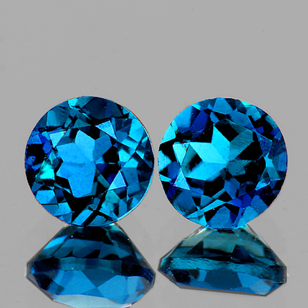 6.00 mm Round 2 Pieces AAA Fire Luster Natural London Blue Topaz [Flawless-VVS]