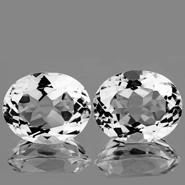 12x10 mm Oval 2 pieces AAA Brilliant Luster Natural Sparkling White Topaz [Flawless-VVS]