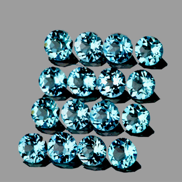 2.60 mm Round 16 pcs Top AAA Fire Natural Intense Blue Aquamarine [Flawless-VVS]