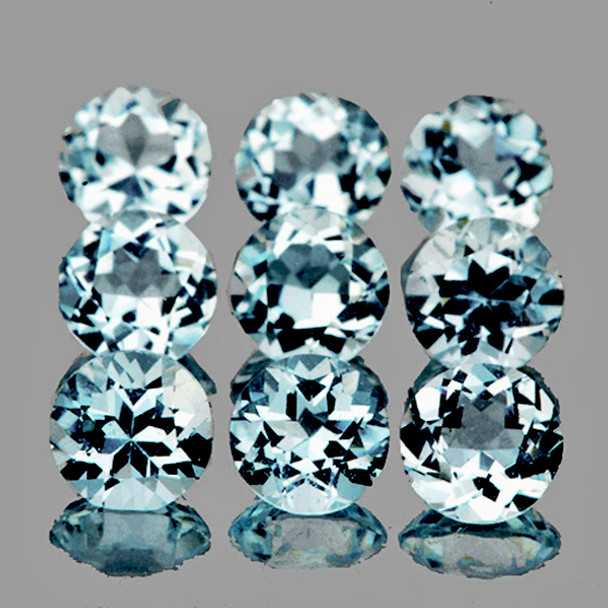 3.00 mm Round 9 pieces AAA Fire Luster Natural Soft Blue Aquamarine [Flawless-VVS]