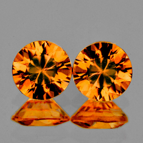 5.40 mm Round Diamond Cut 2pcs Natural Imperial Orange Zircon [Flawless-VVS]-AAA Grade