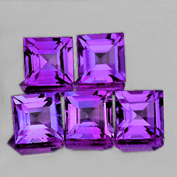 6.00 mm Square 5 pcs AAA Fire Luster Natural Purple Amethyst [Flawless-VVS]