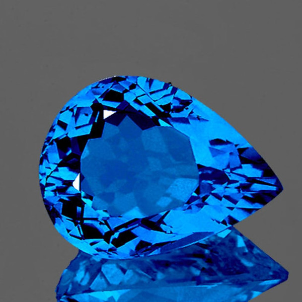 31x25 mm Pear 102.70ct AAA Fire Natural Premium Swiss Blue Topaz [Flawless-VVS]