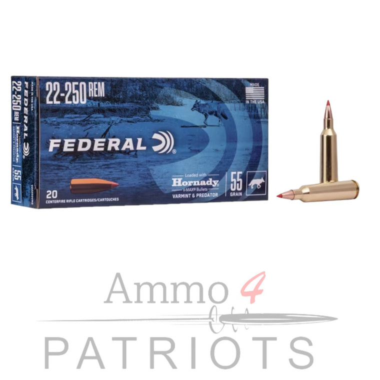 federal-varmint-&-predator-ammunition-22-250-remington-55-grain-hornady-v-max-20-round-box-v22250vm2-604544662566