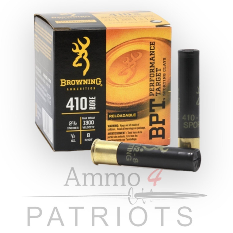 browning-bpt-sporting-clay-ammunition-410-bore-2-1/2-inch-#8-shot-1/2oz-1300fps-25-round-box-b193634128-020892024366
