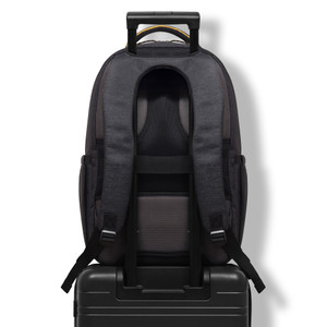 Luggage straps allow the backpack to be securely fastened to modern suitcases. 
