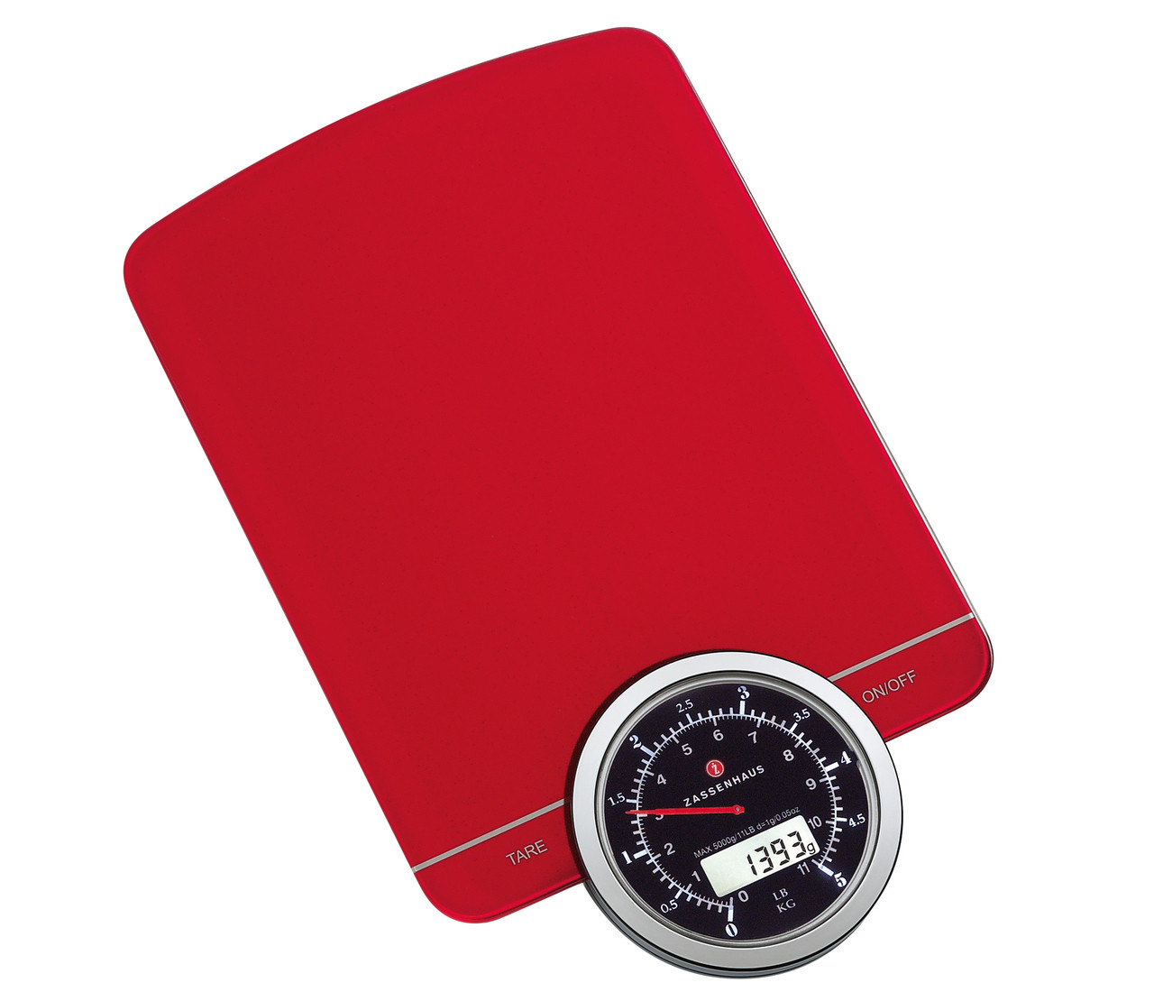 Retro Kitchen Scale, red, ABS plastic/glass, 10.5" x 6.5"