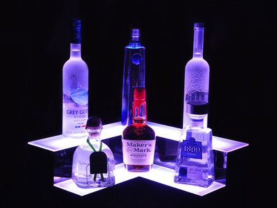 Corner 2 Tier LED Bar Shelf Display