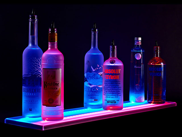 Double Wide LED Illuminated Liquor Shelves