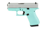 GLOCK 43X 9MM Sub-Compact Pistol with Robin's Egg Blue and Silver Cerakote Finish - Part Number UX4350204FRN-REBCS