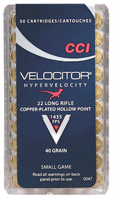 CCI Velocitor 22LR 40-Grain Copper Plated Hollow Point Ammunition - Pack of 50 Rounds