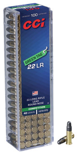 CCI Green Tag 0033 22LR Lead Round Nose 40 Grain Ammunition for Competition Shooting