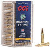 CCI HMR GamePoint 17 HMR .20 Caliber Jacketed Soft Point Ammunition, 50 Rounds