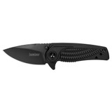 Kershaw Spoke 2-Inch Plain Edge Folding Knife with Assisted Opening, Black Finish