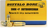 Buffalo Bore Ammunition 24L20 9mm Luger +P 147 Grain Hard Cast Flat Nose, 20 Rounds