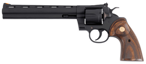 Colt Mfg Python .357 Magnum 8-inch Matte Blued Revolver with Wood Grips and Fiber Optic Sights