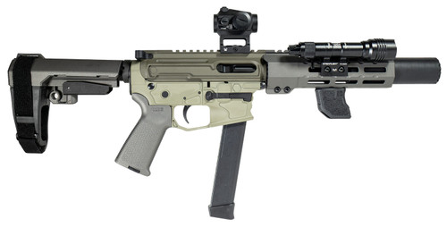 Shark Coast Tactical Sneeky Pete 9mm Pistol with 5.5-Inch Barrel, Magpul Grips, Tungsten Cerakote Finish