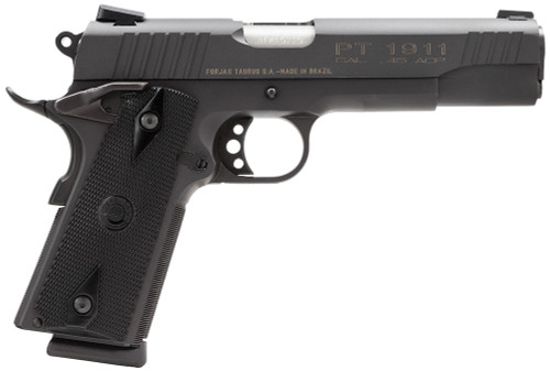 Taurus 1911 45 ACP Full Size Pistol with 5-inch Matte Stainless Steel Barrel and Black Checkered Polymer Grips