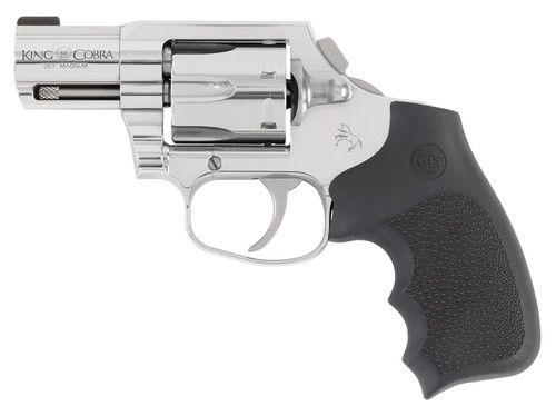 Colt King Cobra .357 Mag Revolver with 4.25-inch Stainless Steel Barrel and Black Hogue Overmolded Grip, Part #KCOBRASB2RBB