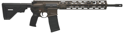 HK MR556 A4 Semi-Auto Rifle with 16.5-inch Threaded Barrel, 5.56x45mm, Patriot Brown Picatinny Rail, M-LOK Handguard, and Ambidextrous Safety