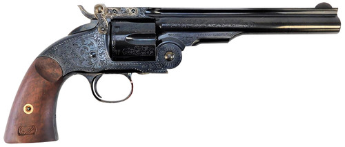 Taylors & Company 550644 Top Break Schofield .45 Colt Revolver with 7-inch Blue Engraved Steel Barrel