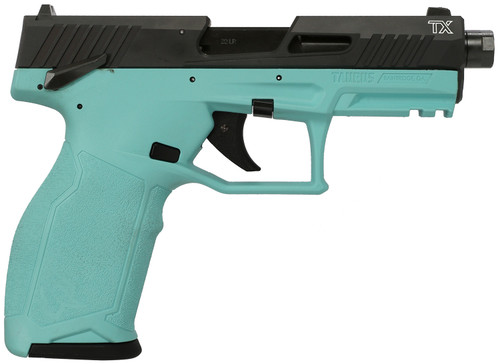 Taurus 1-2TX22P141C 22LR Semi-Automatic Pistol with 4.6-inch Threaded Barrel and Cyan Polymer Frame