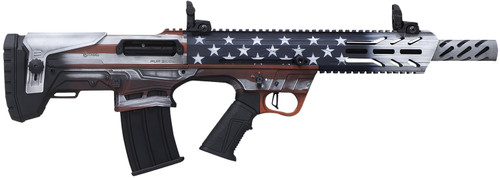 Citadel Pup Scout 12 Gauge Semi-Auto Shotgun with 18.5-inch Steel Barrel, USA Flag Picatinny Rail, and Adjustable Stock