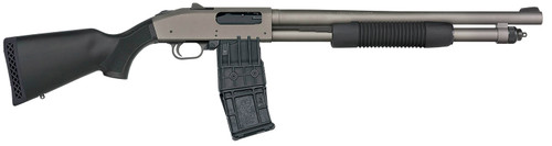 Mossberg 50219 590M 12 Gauge Pump Action Shotgun with 18.5-inch Tungsten Gray Cerakote Barrel and Magpul SGA Safety Orange Synthetic Stock