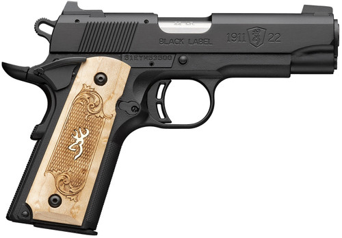 Browning 051068490 1911-22 Black Label Medallion Compact .22 LR Pistol with Maple Grip