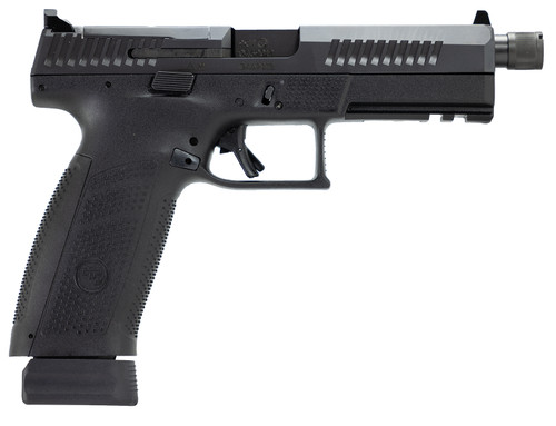 CZ P-10 F 9mm Luger Pistol with 5.10-Inch Threaded Barrel, Black Finish, and 21+1 Capacity (Model 91556)