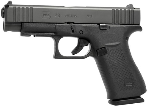 Glock G48 Slim Compact 9mm Luger Pistol with Black Finish and 4.17 Inch Barrel (Part Number: PA4850201FR)