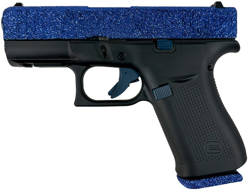 Glock G43X Sub-Compact 9mm Luger Pistol with Navy Blue Glitter Slide and 10-Round Capacity