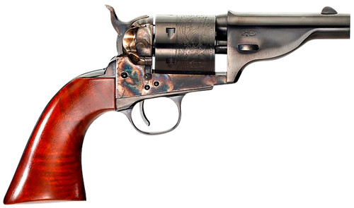 Taylors & Company Uberti Hickok Open-Top .38 Special Revolver with 3.5-inch Barrel, Blued Finish, and Walnut Army Grips