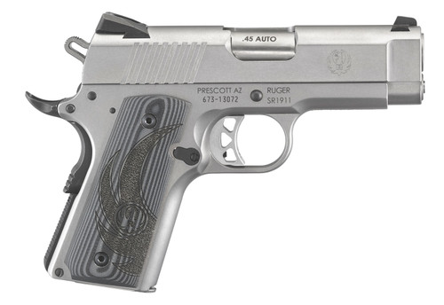 Ruger SR1911 Officer-Style 45 ACP Pistol with 3.6-Inch Stainless Steel Barrel and Adjustable Sights