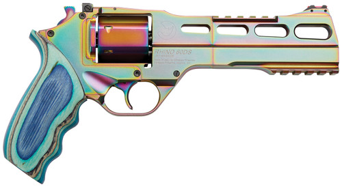 Chiappa Firearms Rhino 60DS Nebula .357 Mag Revolver with 6-Inch Rainbow PVD Finish and Blue Laminate Grip