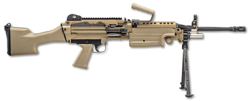 FN M249S 5.56x45mm NATO Semi-Auto Rifle with 18.5-Inch Barrel and Flat Dark Earth Stock