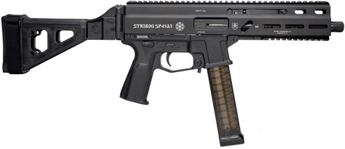 Grand Power GP 197892004824 Stribog SP45A3 45 ACP 20+1 Semi-Auto Pistol with Threaded Barrel and Black Polymer Stock