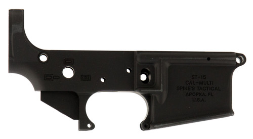 Spikes Tactical STLS045 Stripped Lower Receiver for AR-15 - Multi-Caliber 7075-T6 Aluminum with Black Anodized Finish